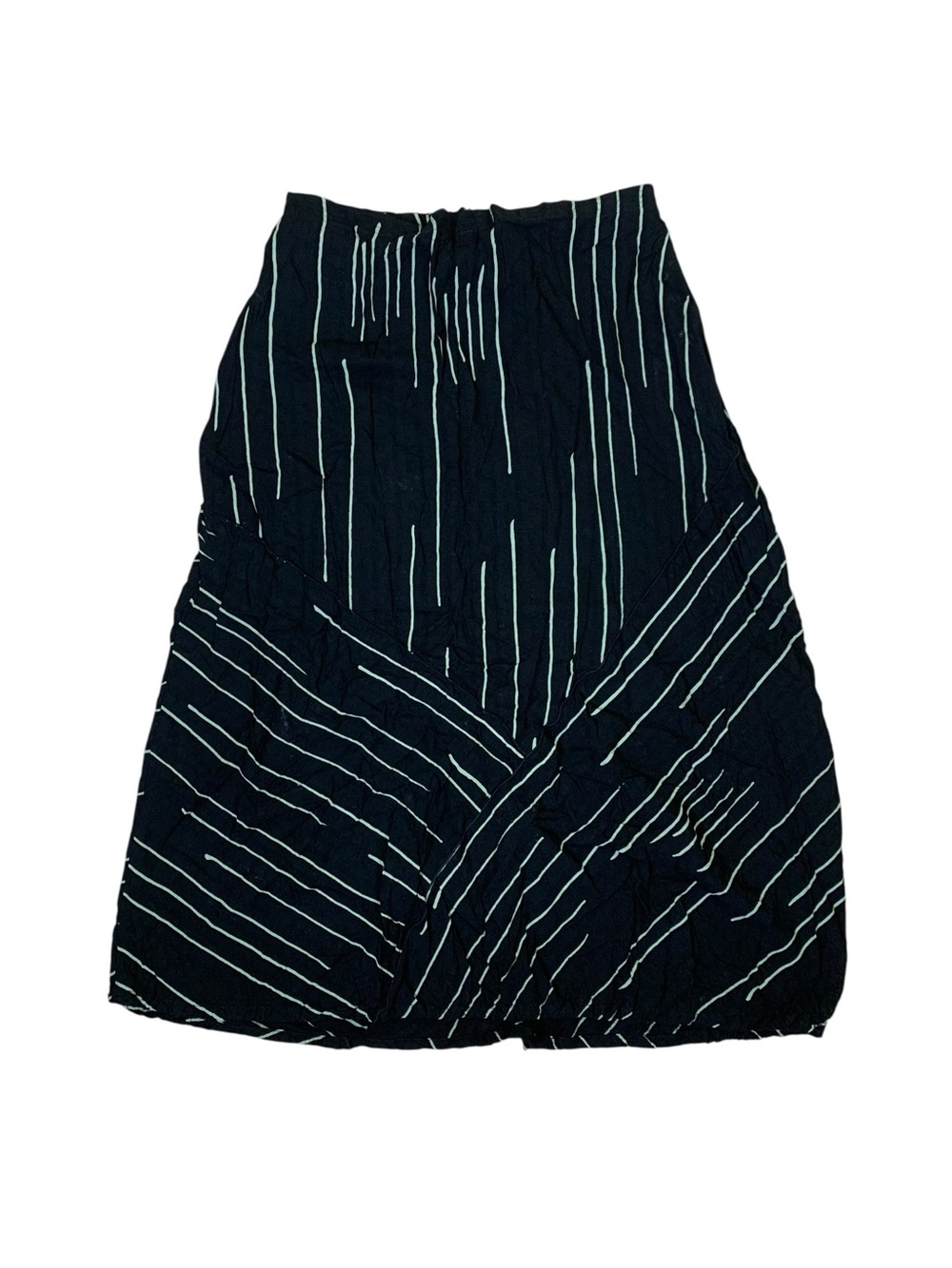 Lyng Black Green Striped Midi Skirt XL Artsy Boho Avant Garde Y2K Art To Wear